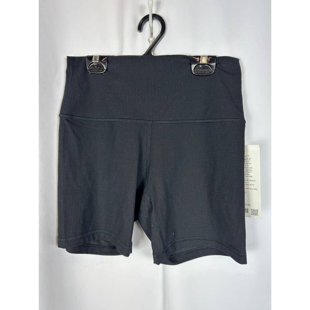 Lululemon Align Ribbed High-Rise Short 6" Black Athletic Yoga Biker Shorts Sz 8